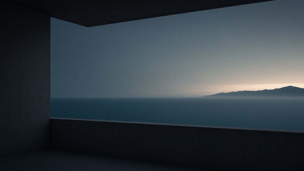 Quiet cinematic light across an open architectural space.